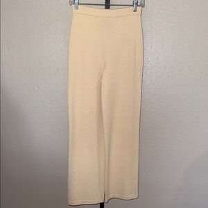 St. John Collection Cream Wide-Leg Knit Pants
